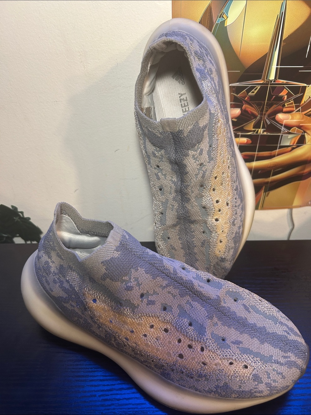 Yeezy Boost Gray and Cream Slip-On Pre-Owned Sneakers/No Box/ GC!